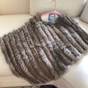 Fur adorned poncho